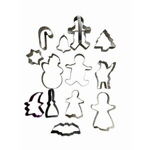 Bundle 13 Holiday Cookie Cutters Metal Christmas & Halloween Variety